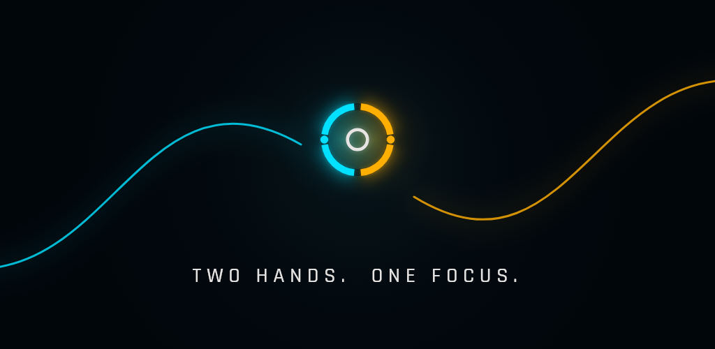 KINOCUS split-ring mark between cyan and amber movement paths